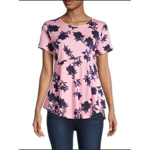 BOBEAU Women's Floral A-line Short Sleeve Top Size 3X